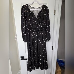 Maurices Black Long Sleeve Dress with Floral Print